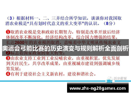 奥运会弓箭比赛的历史演变与规则解析全面剖析